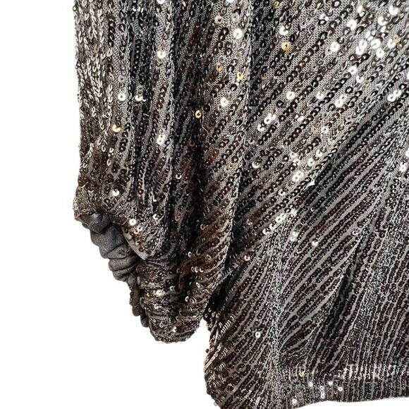 Vince Camuto Sequin Keyhole Blouse XXL Black Raglan Sleeve NWT - Picture 4 of 7